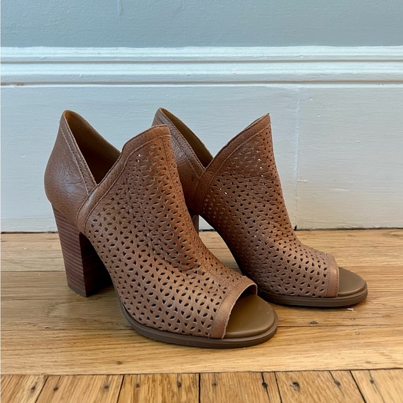 Lucky Livey Peep Toe Booties in Brown - Picture 1 of 6